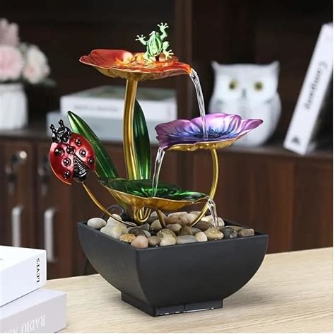 Seven Moon Metal Leaf Tabletop Water Fountain Home Decor Ornaments for ...