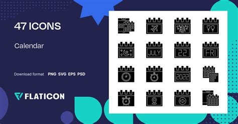 Calendar Icon Pack | Glyph | 47 .SVG Icons