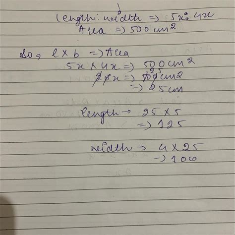 length and width of a rectangle are in the ratio of 5 : 4 and area of ...