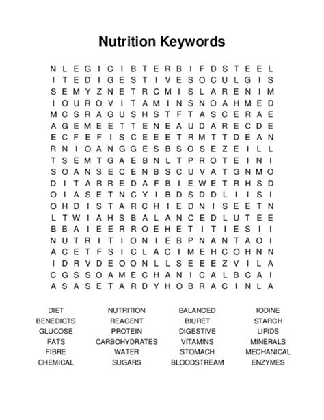 Healthy Eating Word Search