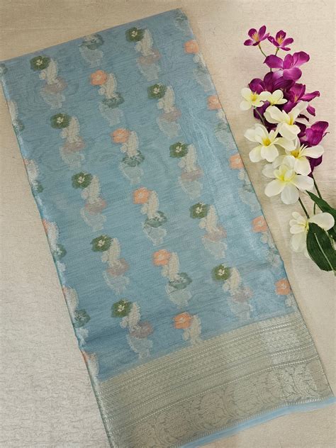 Kora Tissue Saree - Blue – Looms Legacy