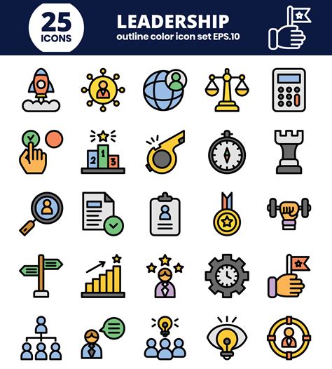 Leadership color outline Icons set. 47847615 Vector Art at Vecteezy