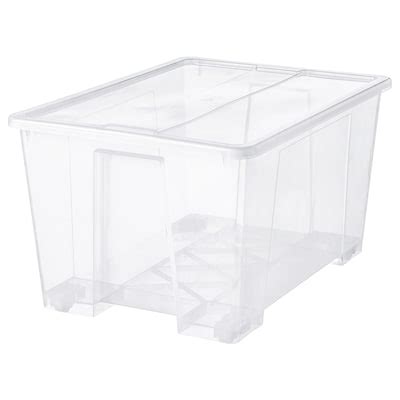 SAMLA box with lid, transparent, 79x57x43 cm/130 l (31x22 ½x17"/34 ...