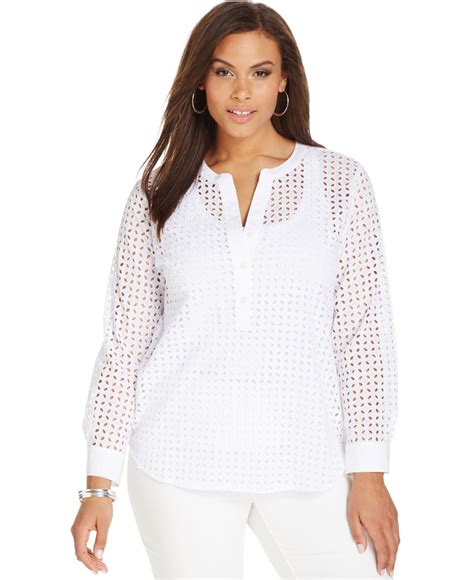 Plus Size Womens Eyelet Top at Mary Duckworth blog