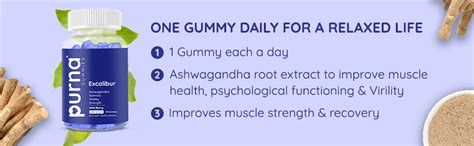 Purna Gummies Ashwagandha Gummy, Wild Berry Flavor, with Vitamin D3 and ...