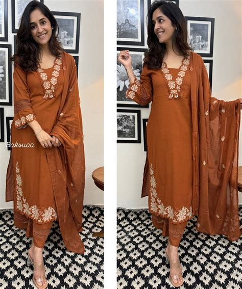 Floral Cutwork Embroidered Kurta Pants with Dupatta – Bandhani Jaipur