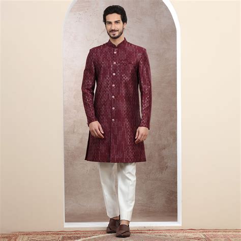 Buy Garnet Maroon Sherwani for Men Online | Suvidha Fashion