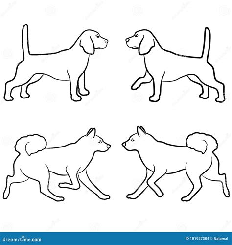 Set of four dog outlines stock vector. Illustration of sketching ...