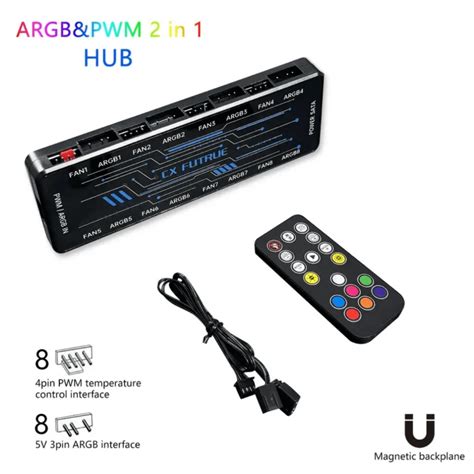 ARGB&PWM 2-In-1 Dual 8-Port Hub, Powered By SATA, With 5v3 Pin ARGB ...