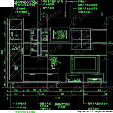 客厅电视墙面设计图CAD素材免费下载_红动中国