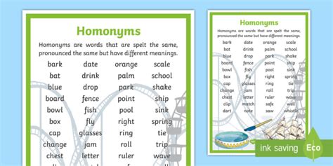 Homophones And Homonyms — Twinkl South Africa - Twinkl