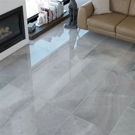 Kitwe Grey Glazed Polished Porcelain Floor Tile - 600 x 1200mm