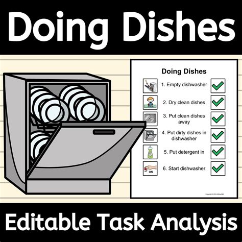 Doing Dishes Task Analysis EDITABLE Visuals Poster for Using A ...