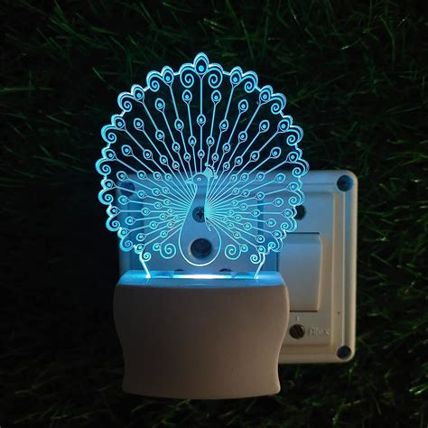 Buy UKANI Peacock 3D Optical Illusion Acrylic Night Lamp, 7 Colors RGB ...