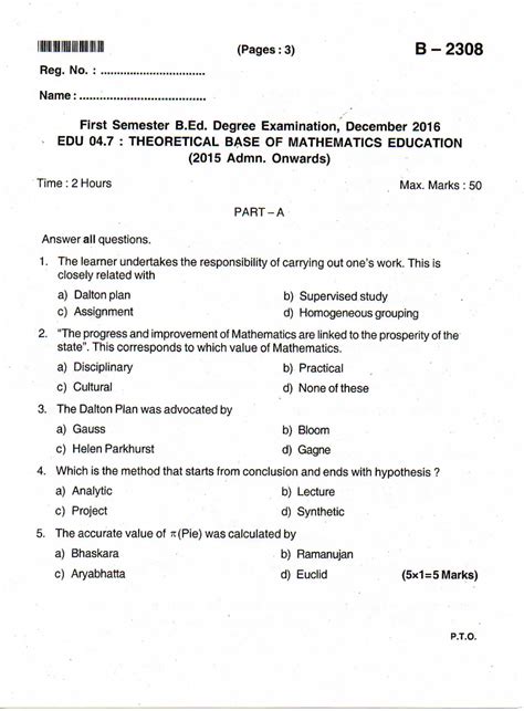 EDU 04 07 Theoretical Base of Mathematics Education - BEd Mathematics ...