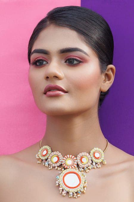 Buy Pink Shisha Embroidered Choker Necklace by Kanyaadhan By ...
