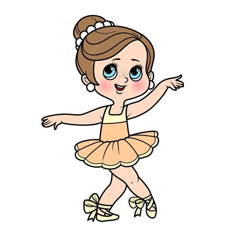 Schattige cartoon kleine ballerina meisje dans in weelderige tutu en in ...
