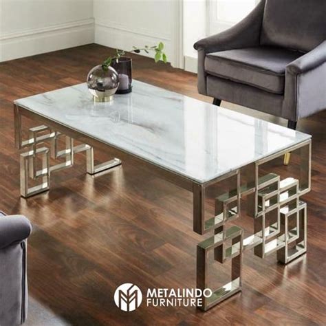 Jual Meja tamu marmer carara kaki stainless / meja tamu minimalis ...