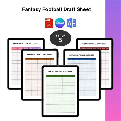 Blank Fantasy Football Draft Sheet Template PDF, Word