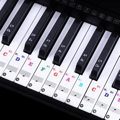 Buy 88/61 key color piano letter notes stickers keyboard hand roll ...