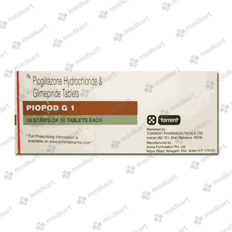 PIOPOD G 1MG TABLET 10'S : View Price, Combination and Alternatives ...