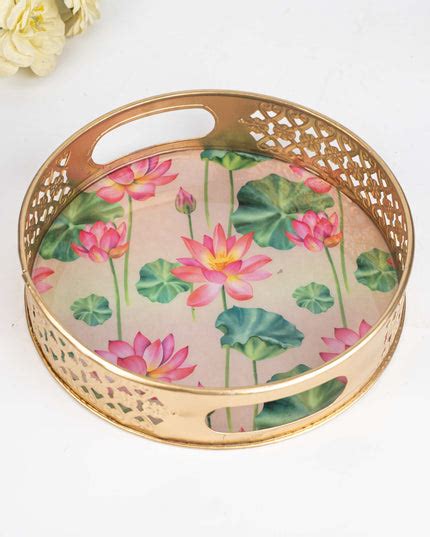 Digital Print - Pichwai Metal Tray - 8 inch - WBG1791 – Wedtree