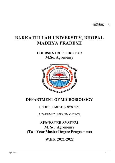 Msc agronmy revised 2 - dtyv - ifjf’k"V & BARKATULLAH UNIVERSITY ...