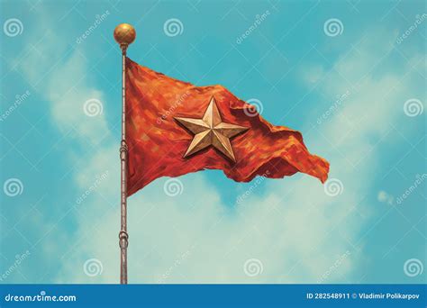 Red Flag with a Five-pointed Star. Generated by AI Stock Illustration ...