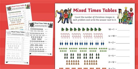 👉 Christmas Tree Mixed Times Tables Worksheet - Twinkl