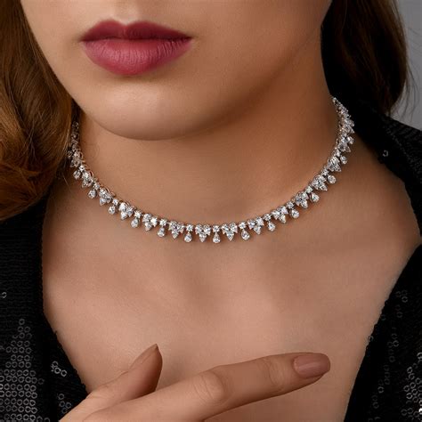 Mix Shaped White Swarovski Zirconia Choker Necklace