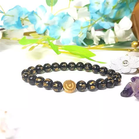 Black Onyx Om Mani Padme Hum Bracelet - Pandit.com