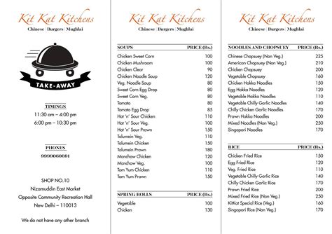 Menu at Kit Kat Kitchens, New Delhi