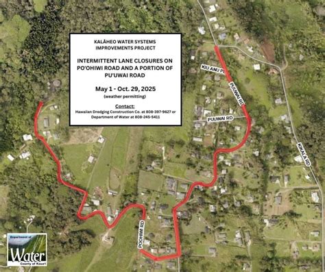 Intermittent lane closures extended on Puʻuwai Road, Poʻohiwi Road in ...