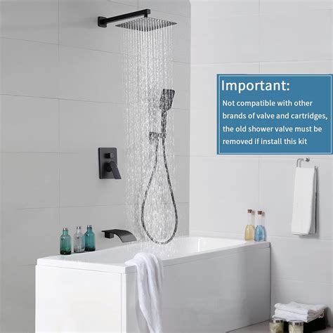 Buy Matte Black Shower Faucet Set with Tub Spout Tub and Shower Combo ...