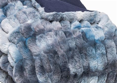 Chunky Sectioned Shades of Blue Faux Fur Throw Blanket in 2021 | Faux ...