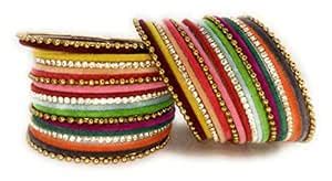 Buy SBS Multicolor Velvet Finish Metal bangles and Beaded alloy bangles ...
