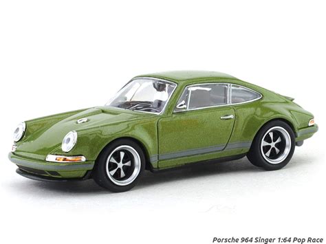 Porsche 964 Singer green 1:64 Pop Race diecast scale miniature car ...