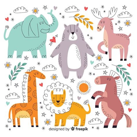 Cute cartoon animal collection | Free Vector