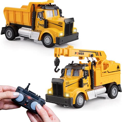 Force1 Mini Construction Rc Trucks For Kids-2 Pack Remote Control ...
