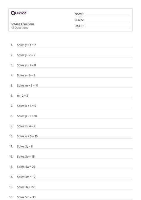 50+ Solving Equations worksheets on Quizizz | Free & Printable