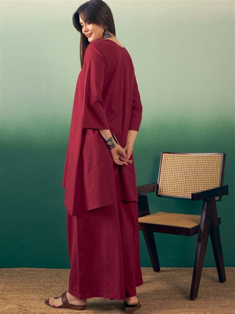 Burgundy Kurta Palazzo Set
