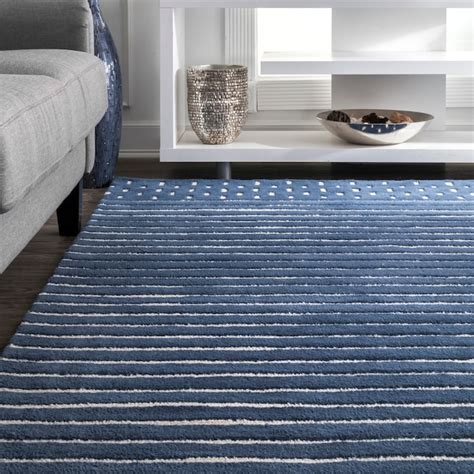nuLOOM 5 X 8 (ft) Wool Navy Indoor Stripe Area Rug MTNR01A-508 at Lowes.com