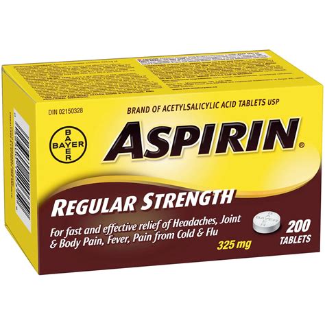 ASPIRIN Regular Strength 325mg - Fast Relief for Headaches, Joint Pain & Fever - 200 Tablets ...