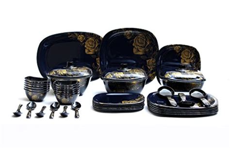 Fortune" Metalic Gold and Black Melamine Dinner Set of of 40 Pieces ...