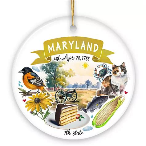 Artistic Maryland State Themes and Landmarks Christmas Ornament