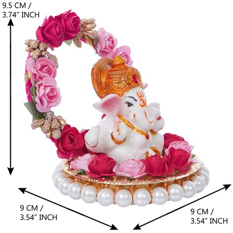 Ganpati With Flowers | Lord Ganesha Idol With Red & Pink Flowers ...