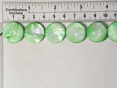 Pastel Green Flat Circular Designer Glass Shell Beads- 20 mm