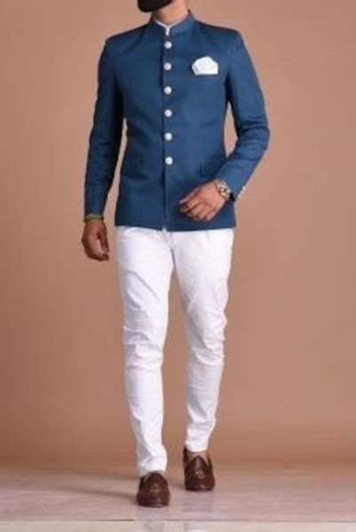 Bespoke Indian Maharaja Style Royal Teal Blue Jodhpuri Bandhgala Suit