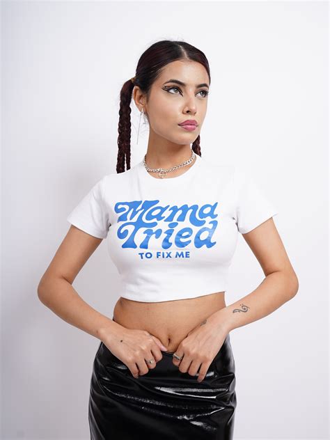 Mama tried to fix me : Burger Bae Round Neck Crop Baby Tee For Women ...