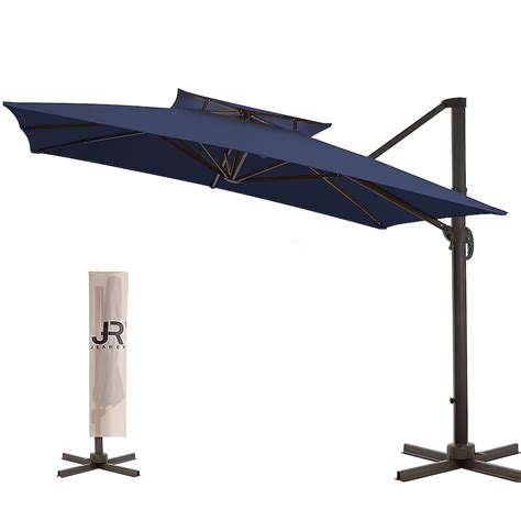 JEAREY 12-ft Aluminum Navy Crank Cantilever Patio Umbrella JE-LKZLM ...